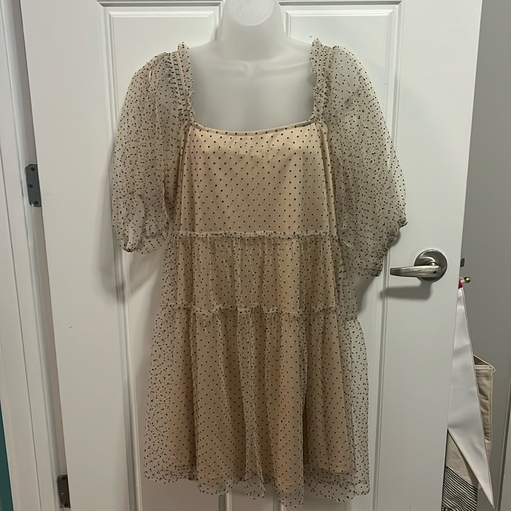 Arula Baby Doll Croquette-esque Polka Dot Dress